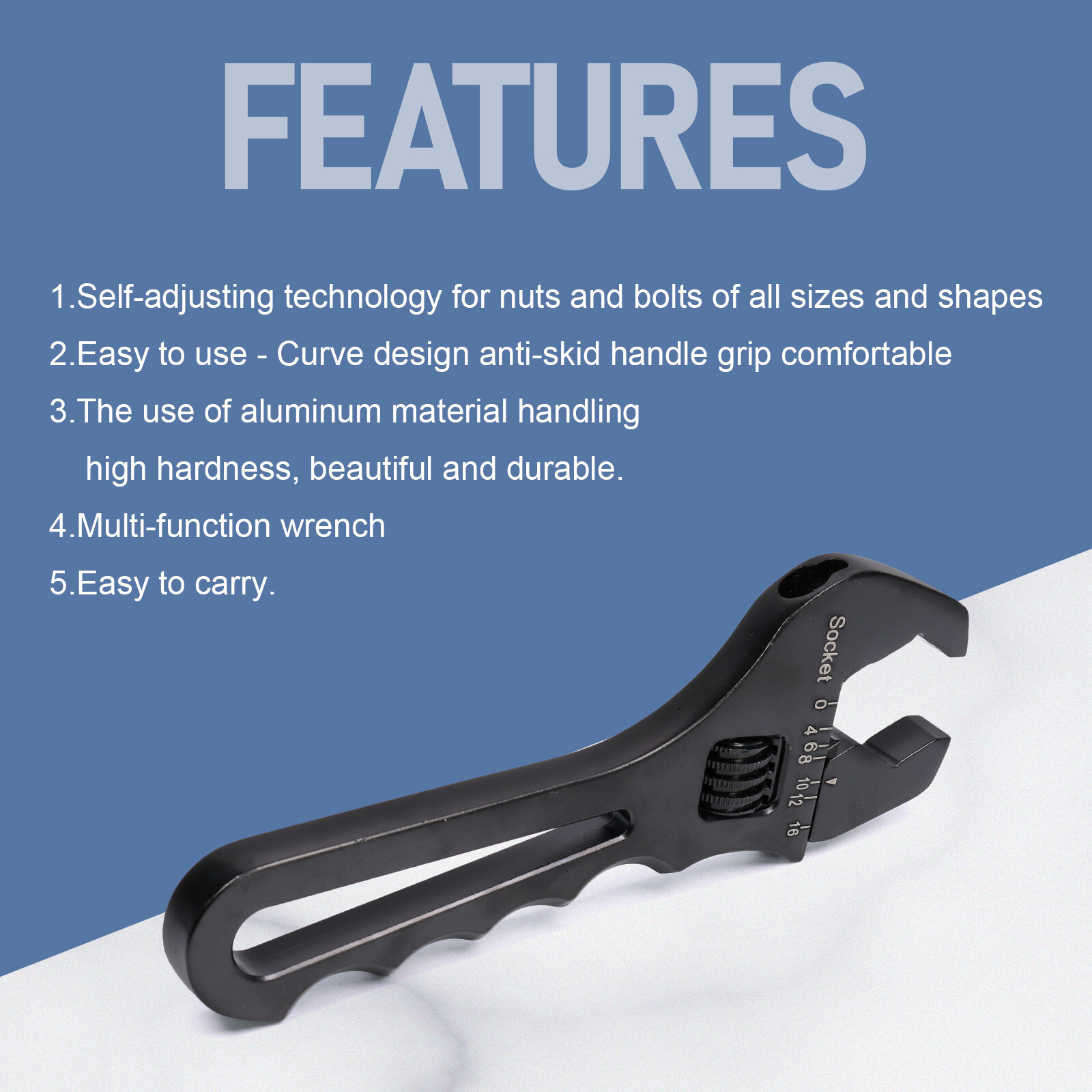 Aluminum 3AN-16AN Adjustable Wrench Tool Spanner Black For Hose End Fitting