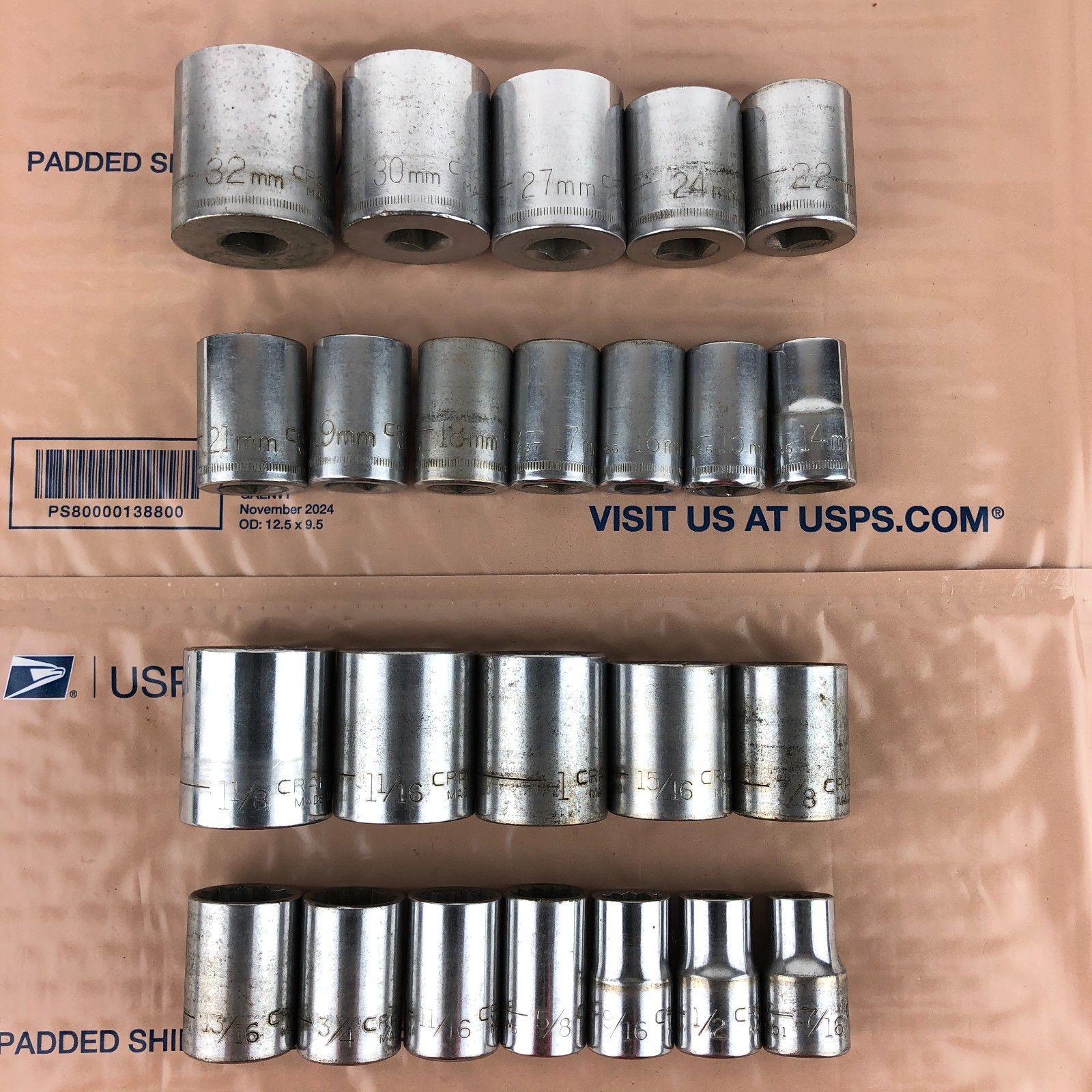 Craftsman USA Metric SAE Socket Set 12Pt 1/2 Dr Ratchet 14mm-24mm 7/16 to 1-1/8″