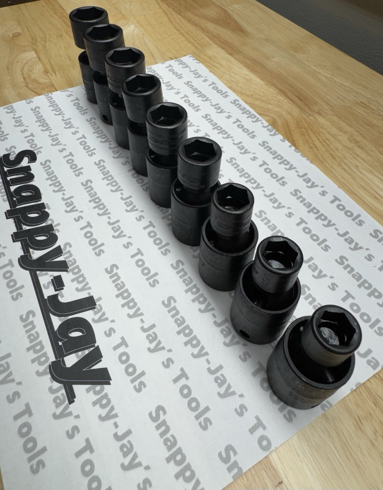 Snap-on Tools USA NEW 9pc 3/8” Metric Shallow Swivel Impact Socket Set 10-18mm