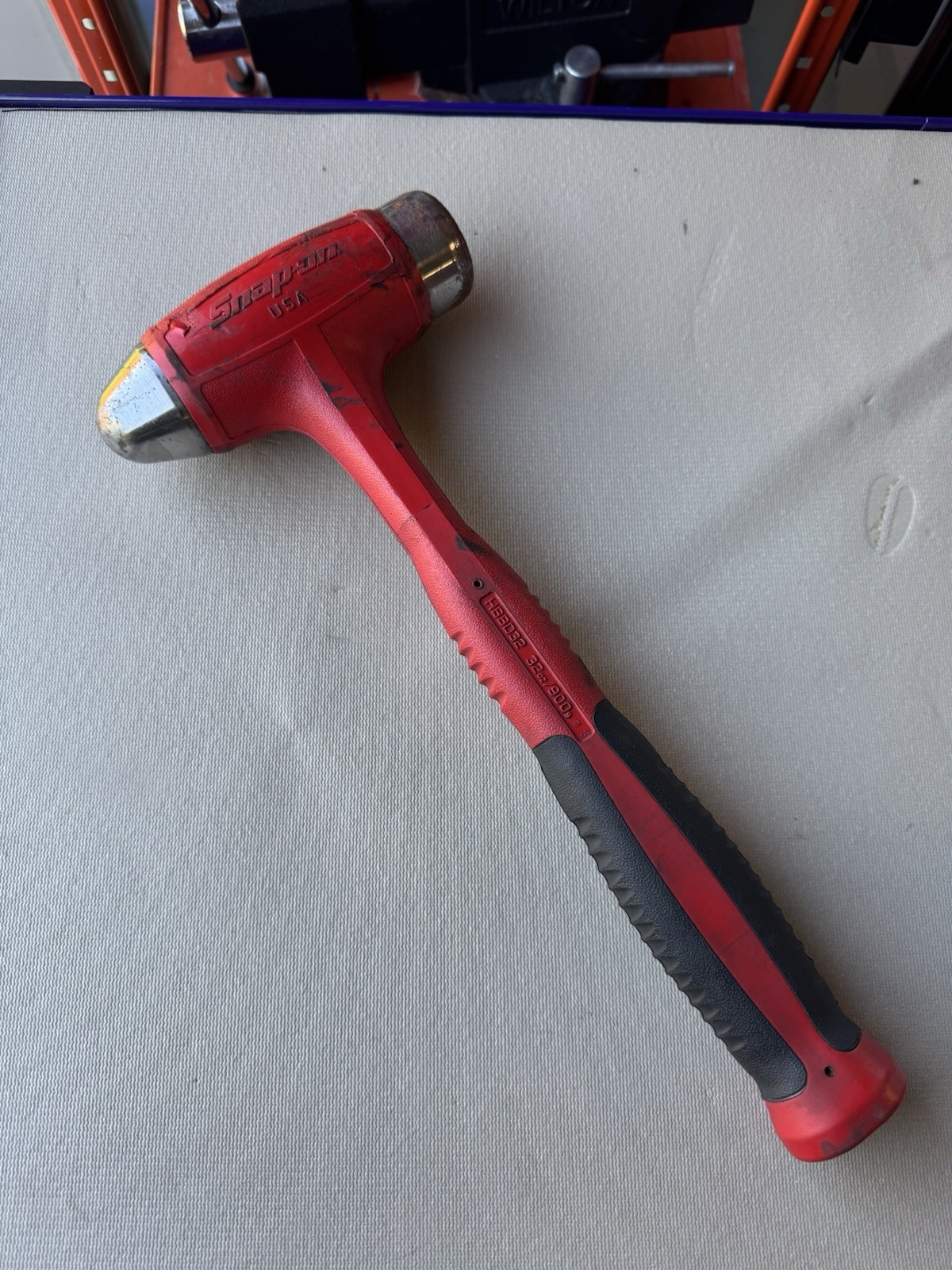 Snap On Tools 32 Ounce RED Soft Grip Dead Blow Ball Peen Hammer HBBD32