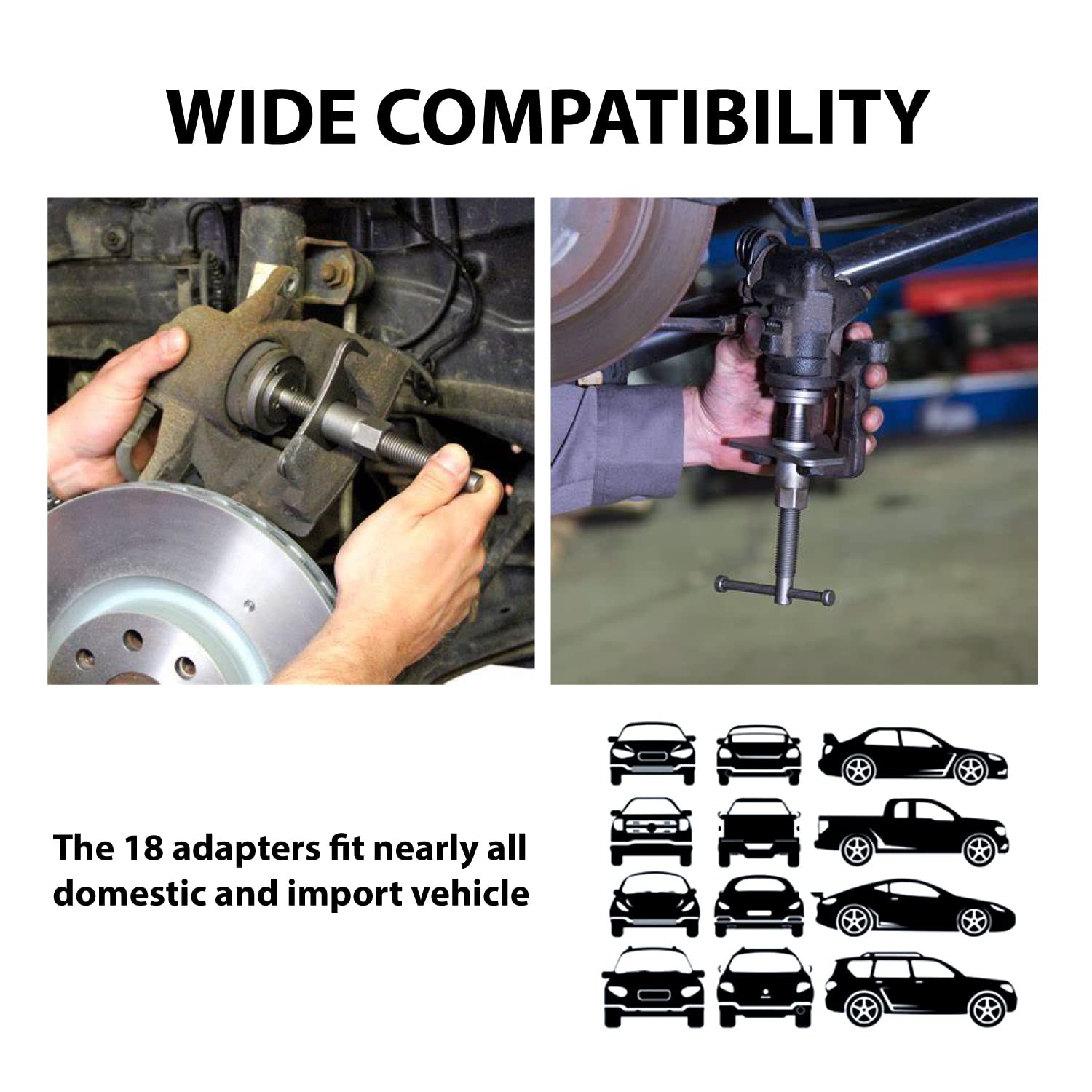 Torin 22 PCS Brake Caliper Press Tool Kit, Disc Brake Piston Caliper Compress…