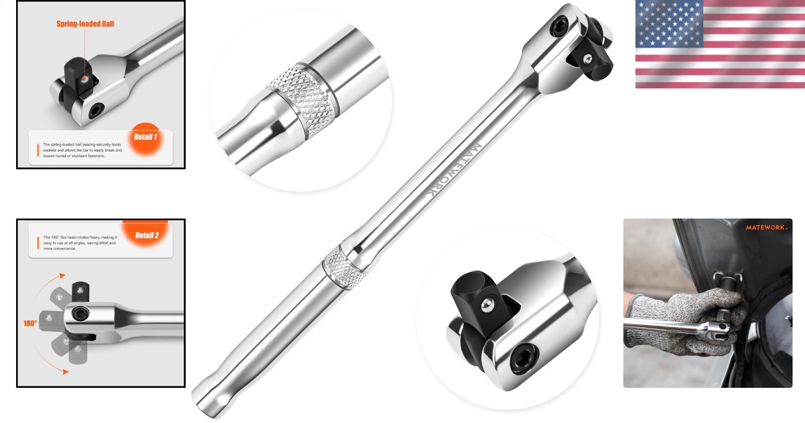 CR-V Flex Head, Polished Non-Slip Handle Wrench