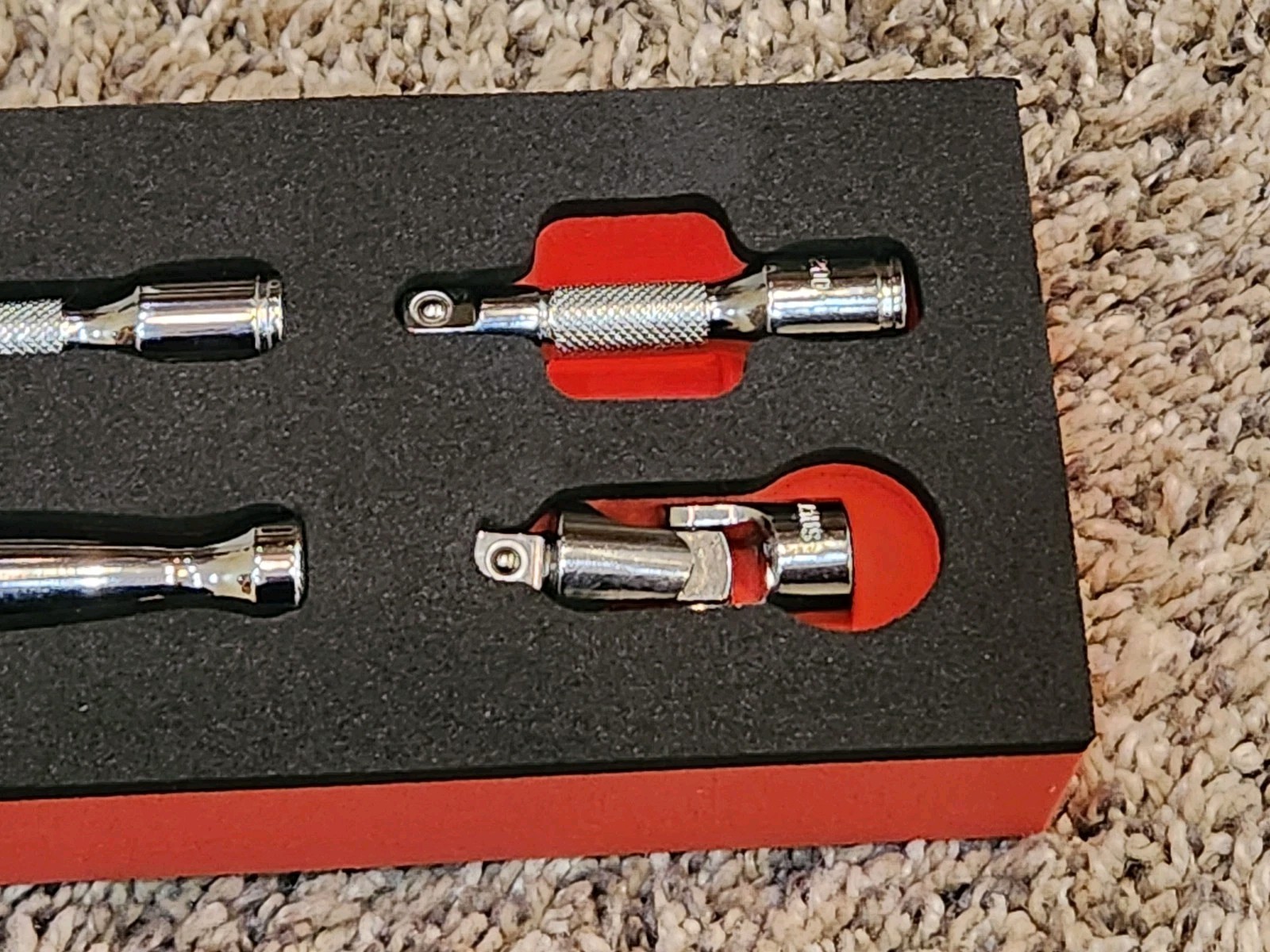 ICON 1/4″ Quick Release Ratchet Extension Swivel Head Set w FOAM New