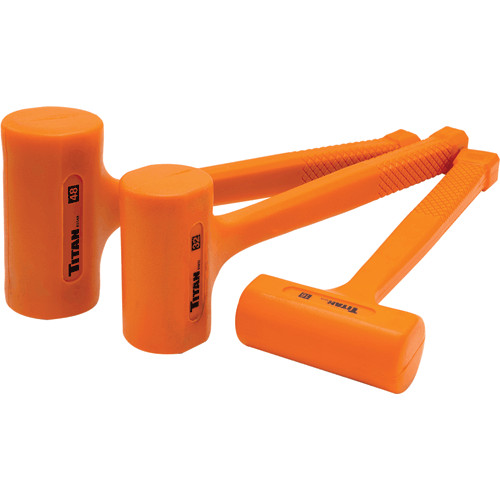 TITAN Tools 63143 3 Piece Dead Blow Hammer Set – HI-VIZ Orange 16oz, 32oz, 48oz