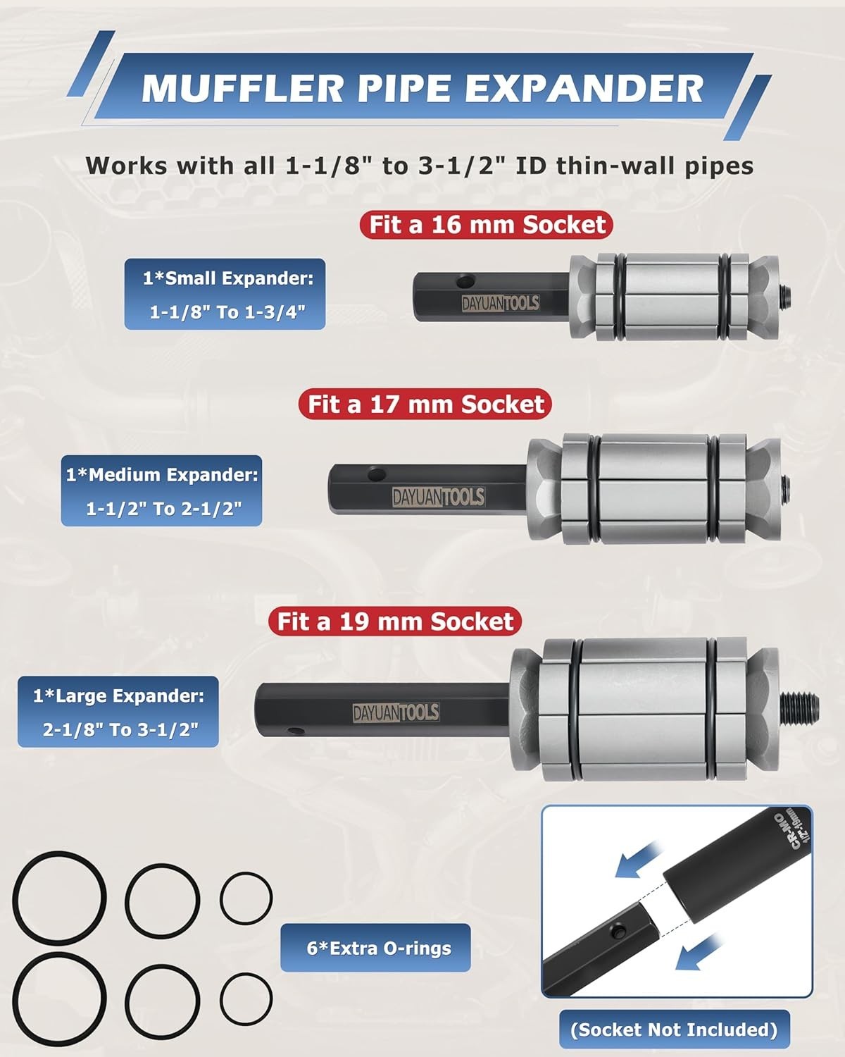 Exhaust Pipe Expander Tool Set 1-1/8» to 3-1/2»