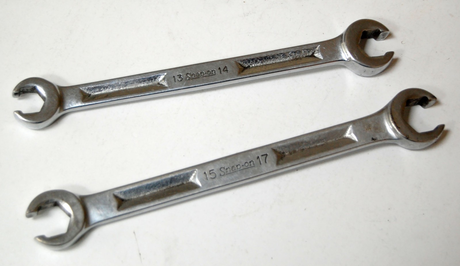 Two Snap-on Metric Flare Nut Line Wrenches RXM1314S & RXM1517S 13 14 15 17mm USA