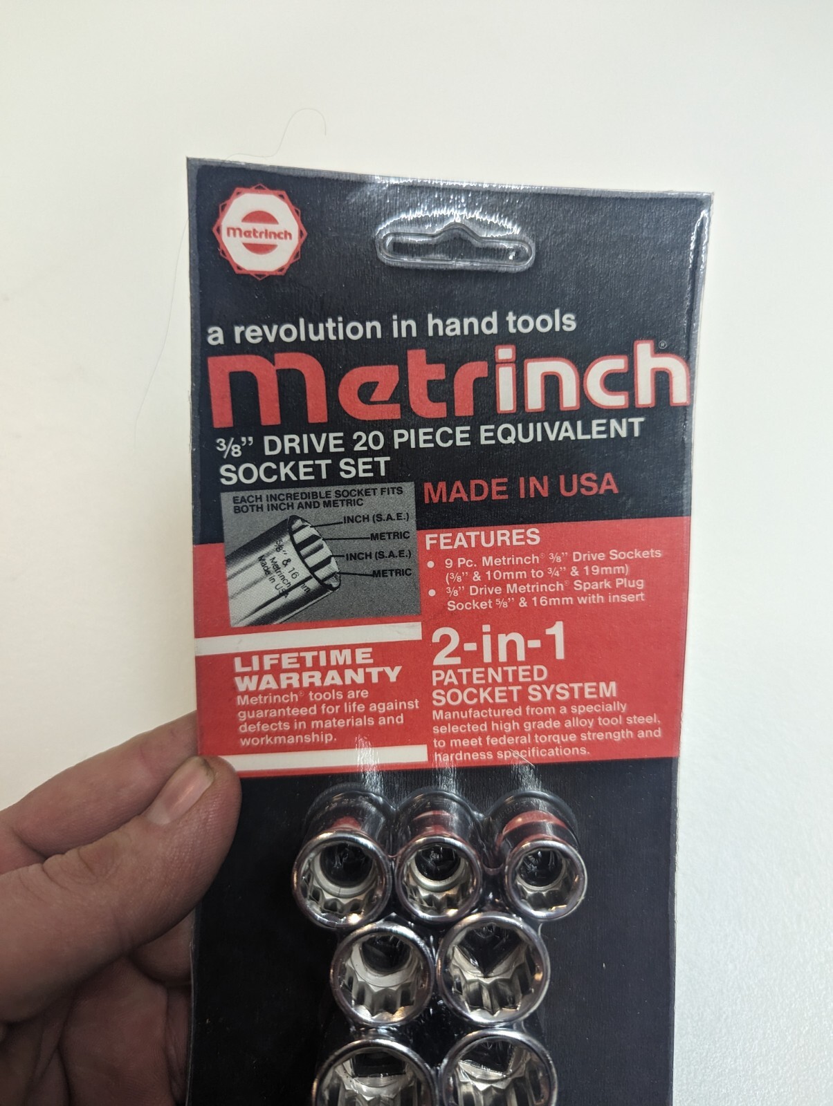 Vintage NOS Original Metrinch USA 10pc 3/8″ Drive 12 Point Socket Set SAE Metric