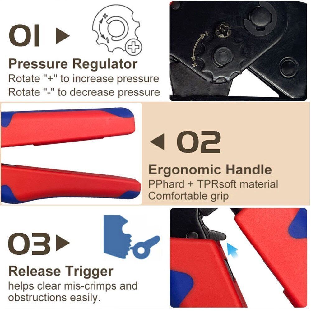 SN-68B Crimping Plier Crimper Tool 0.25-1.5mm² for Dupont,JST，TE,Molex Terminal