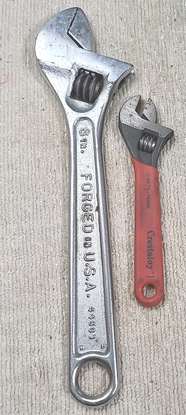 Craftsman Adjustable Wrench 44603 8″ & 4″ Crescent Tools Forged in USA.