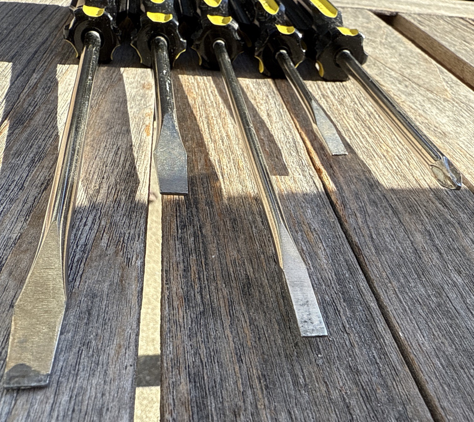 VTG Stanley 5pc Flathead Slotted Phillips Screwdrivers Made in USA Black Yellow
