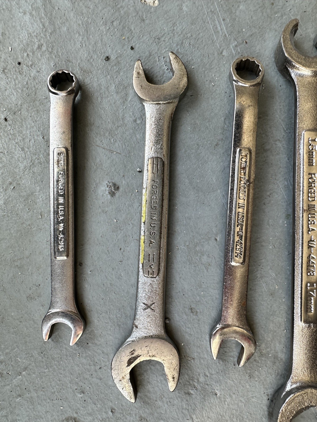 Vintage Craftsman wrenches 1 1/16×1 1/4, 17X15MM, 9MM, 10MM, 3/8X7/16, 1/2X9/16