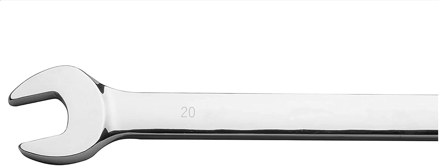 20mm Metric Ratchet Wrench 72-Tooth Box End Spanner Chrome Vanadium Silver