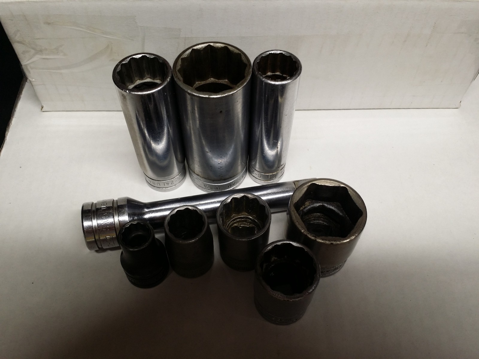 Snap On 1/2 Inch Drive Socket 9pc Lot S, TW, SW, FSW,X5 models some early date