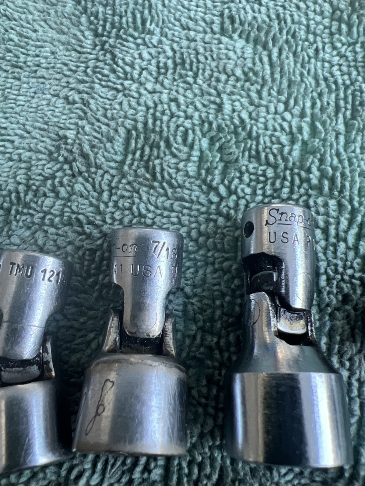 Snap-On 1/4” Drive 5pc Swivel Shallow Sockets 12 And 6pt 1/2,7/16,3/8,5/16,TM-8