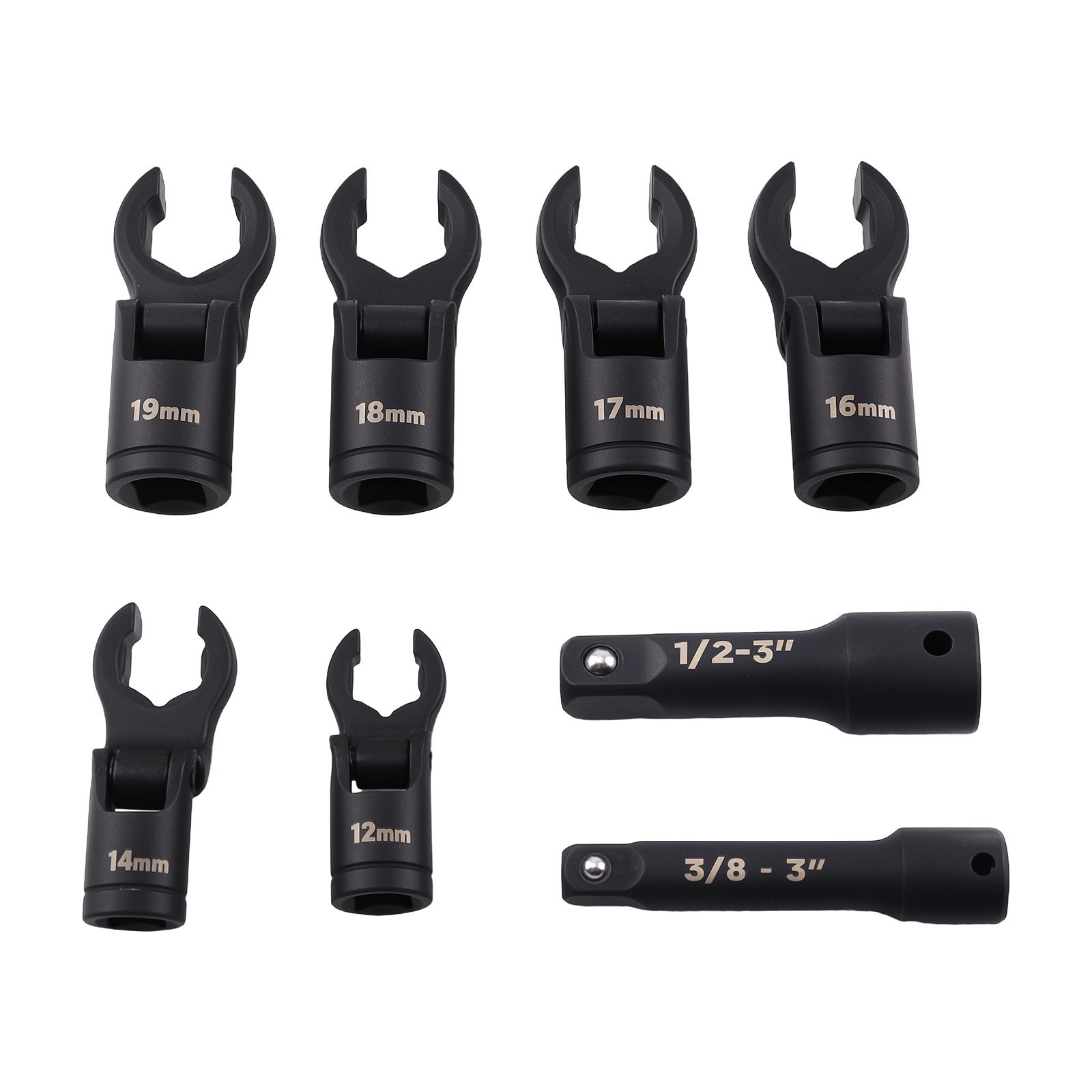 180° Flex Head Line Wrench Set 12-19mm for Brake Fuel System Service 8PC Kit