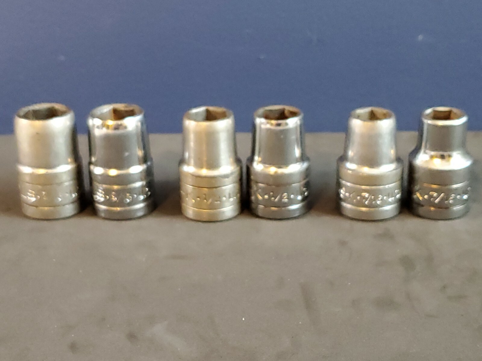 S-K 1/2″ DRIVE 6pt Shallow Sockets Mechanic Automotive Lot of 6