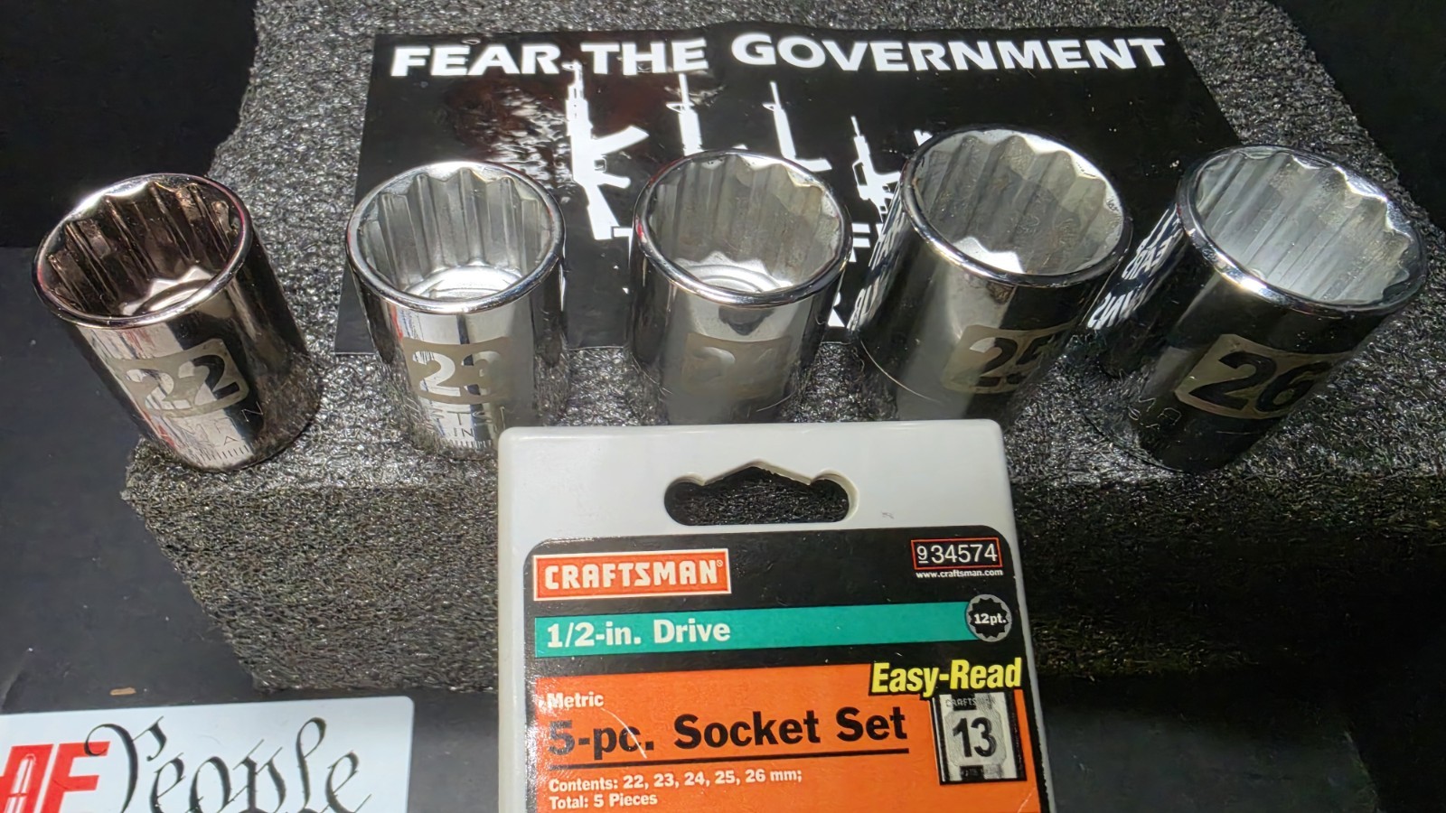 Craftsman USA NOS 1/2” DR Socket Set 34574 Metric 22-26mm Dual Marked Easy Read
