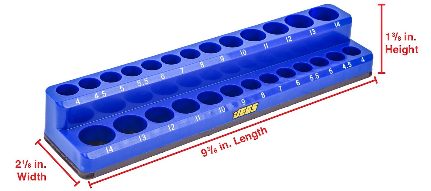 JEGS 85036 Magnetic Socket Tray 1/4 in. Metric Drive Blue