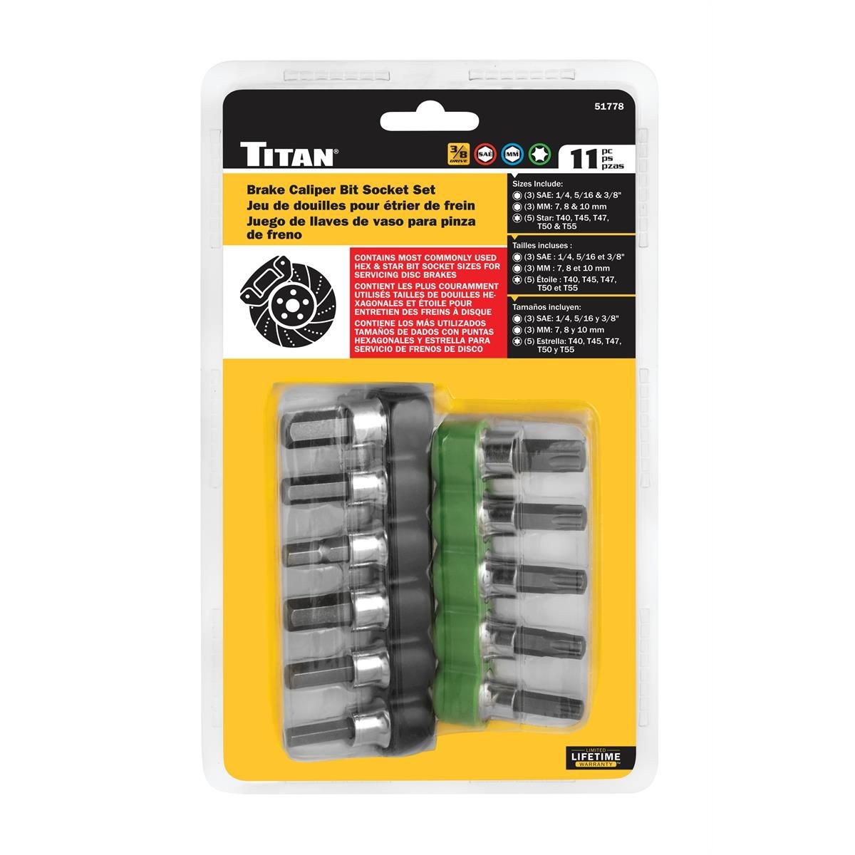 Titan Tools 11 Pc. Brake Caliper Bit Socket Set (51778)
