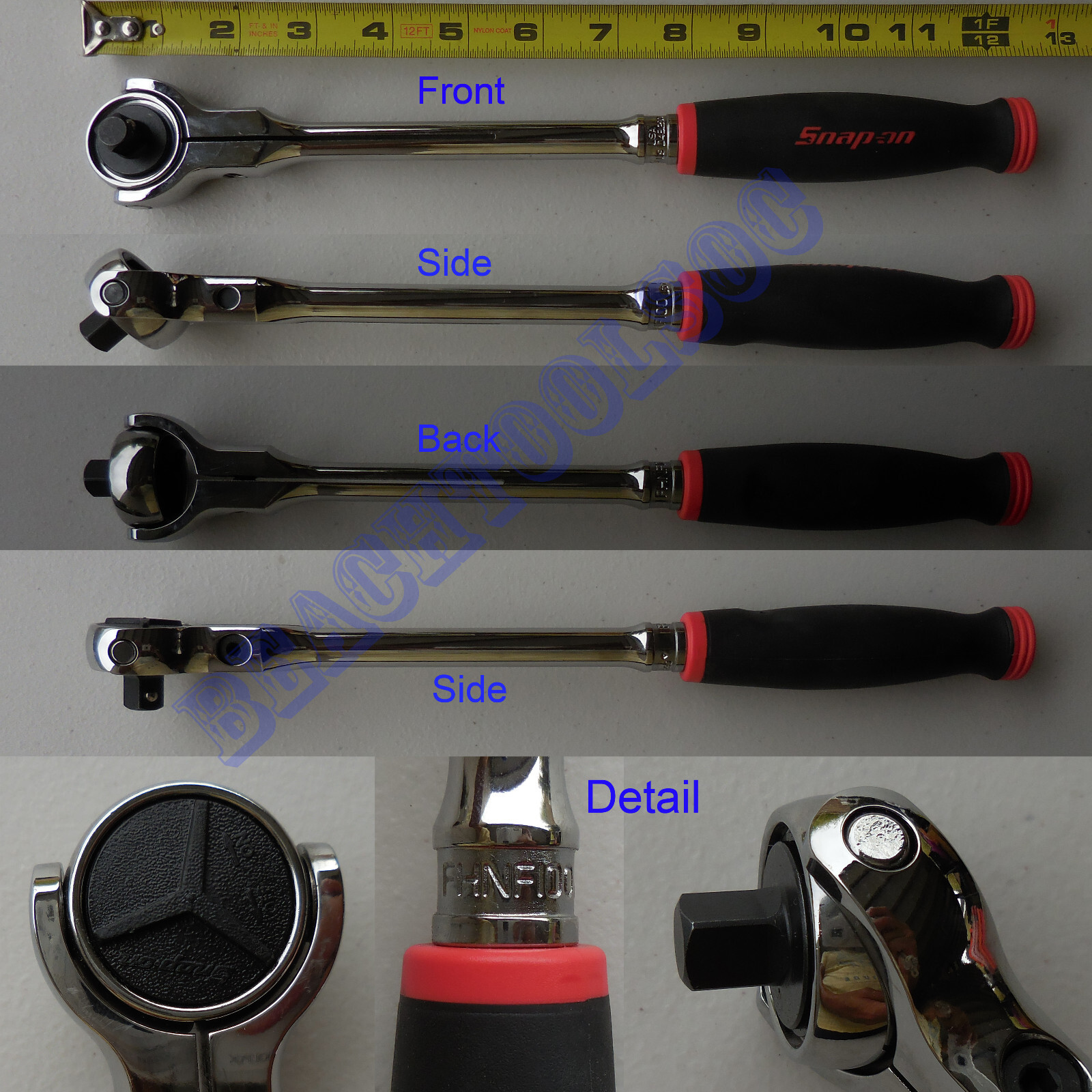 New Snap On 3/8 Swivel Round Head Ratchet Black Red Classic Soft Grip – FHNF100