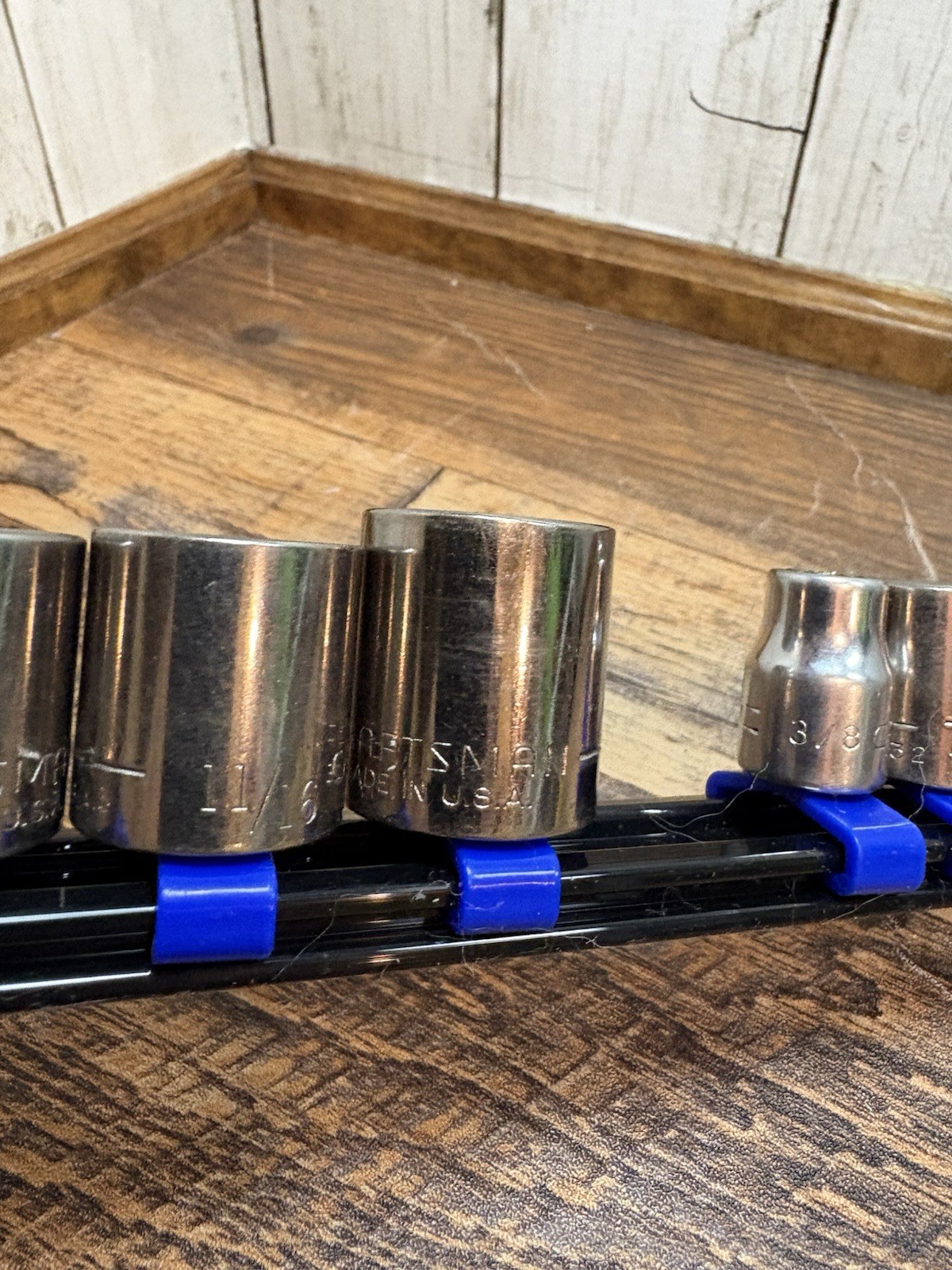 Mixed Lot 15 SAE Mixed Pt Sockets 3/8″ Drive Shallow Craftsman With Organizer