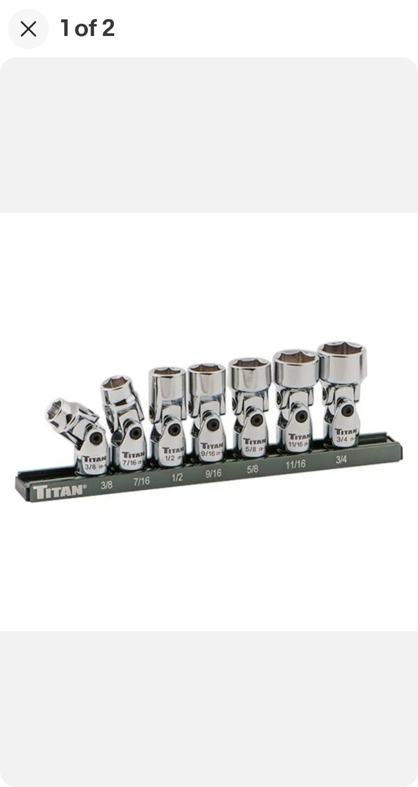 Titan Tools 3/8″ Drive 6-Point SAE U-Joint Socket Set 7 Pieces