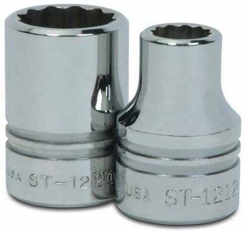1/2″ Drive Shallow 12 Point Sockets, SAE, High Polished Chrome Finish, Williams