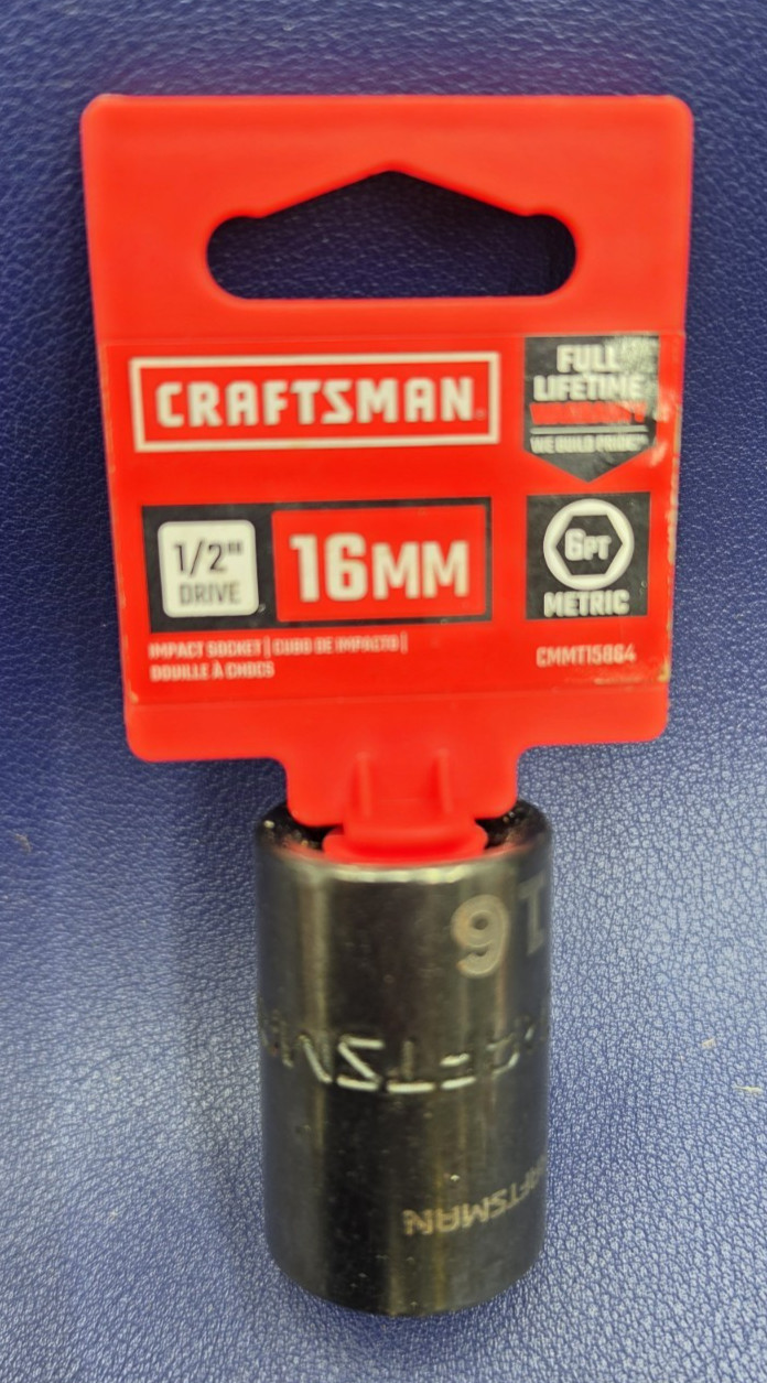 Craftsman 1/2″ Drive 16mm 6 Point Impact Socket (CMMT15864) New