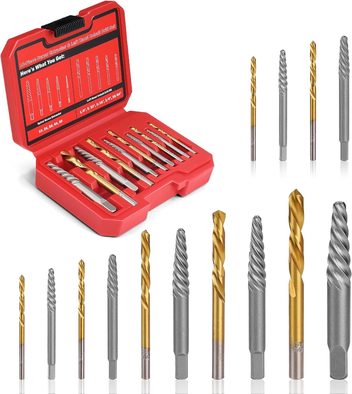 14 Pieces , Left Hand Drill Bits Set for Removing Stripped Screws and Broken …