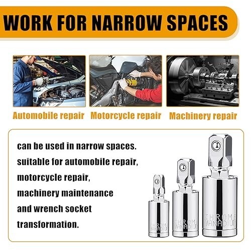 1/3 Impact Universal Joint Swivel Socket Adapter Set 1/4″ 3/8” 1/2″ Drive 360°