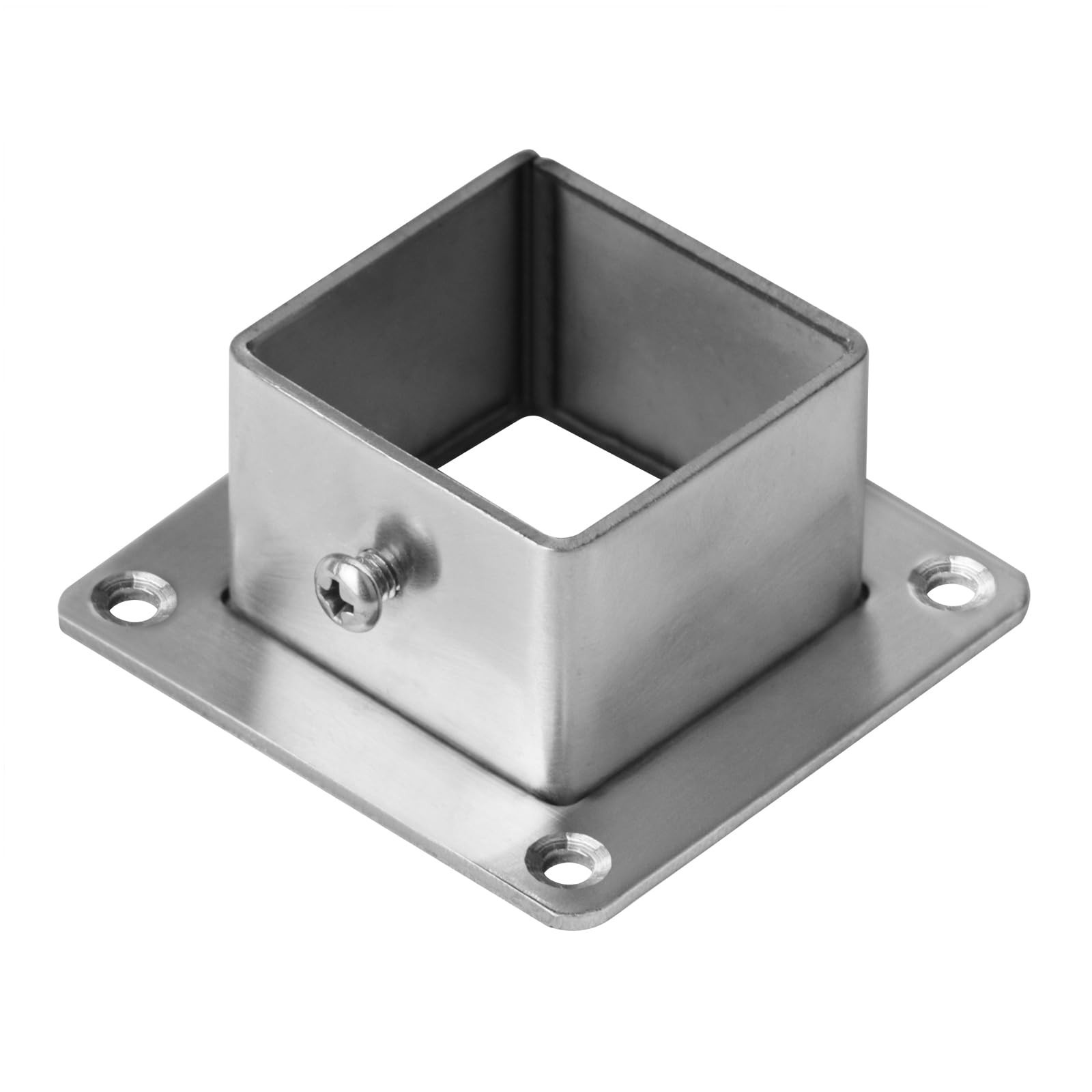 10 PCS 1-1/2″ Square Newel Post Flange Base, Stainless Steel Deck Rail Silver