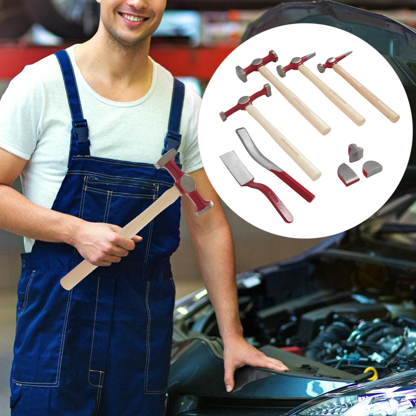 9pcs Set Hand Car Auto Body Work Hammer Dent Dolly Repair Kit w/ Tool Box