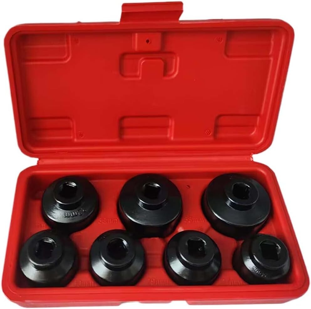 7Pcs 3/8″ Drive Oil Filter Socket Set Cap Wrench Removal Installer Tool Kit New