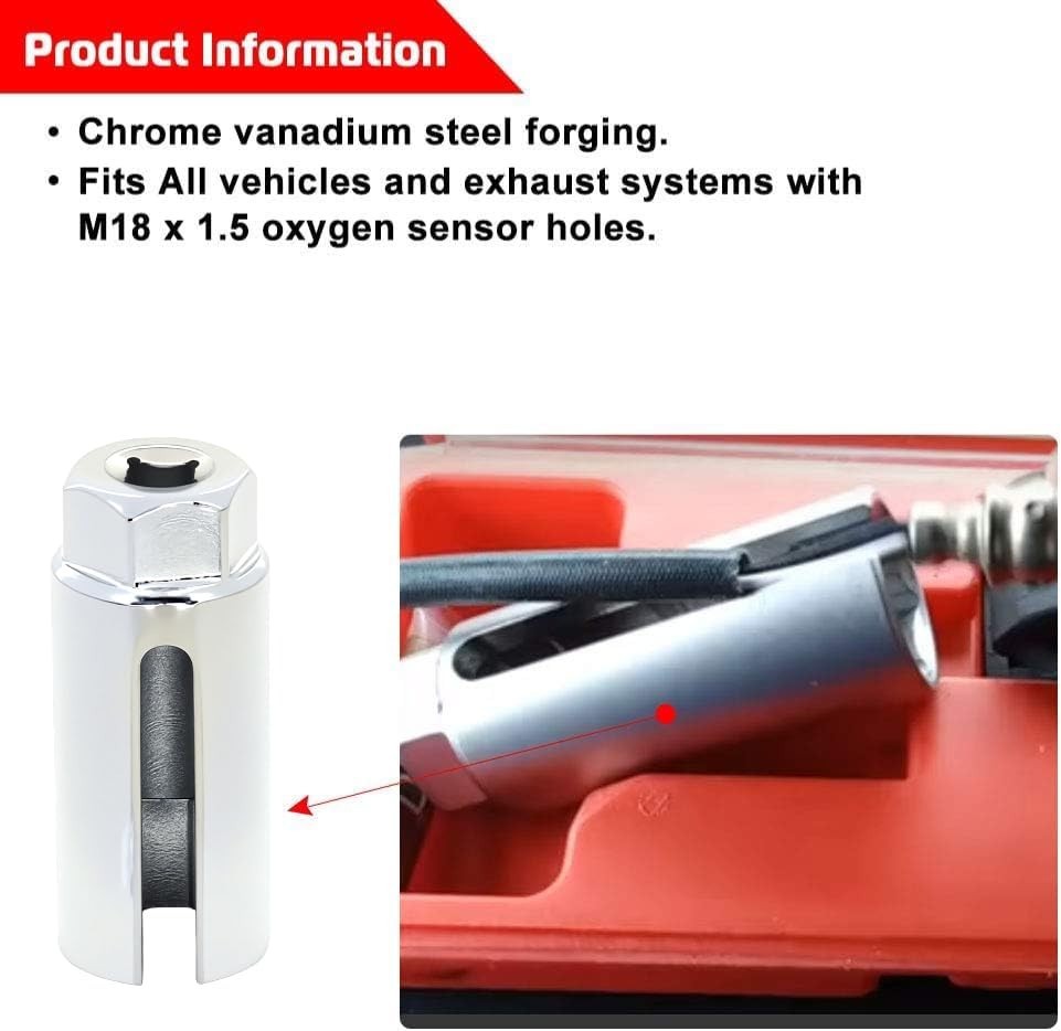 Durable 5PC O2 Sensor Socket Set – Chrome Vanadium Steel for Auto Repairs