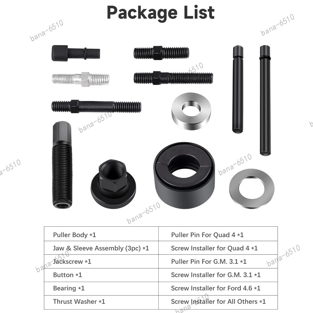 13PCS Power Steering Pump Pulley Puller Remover & Alternator Installer Tool Kits