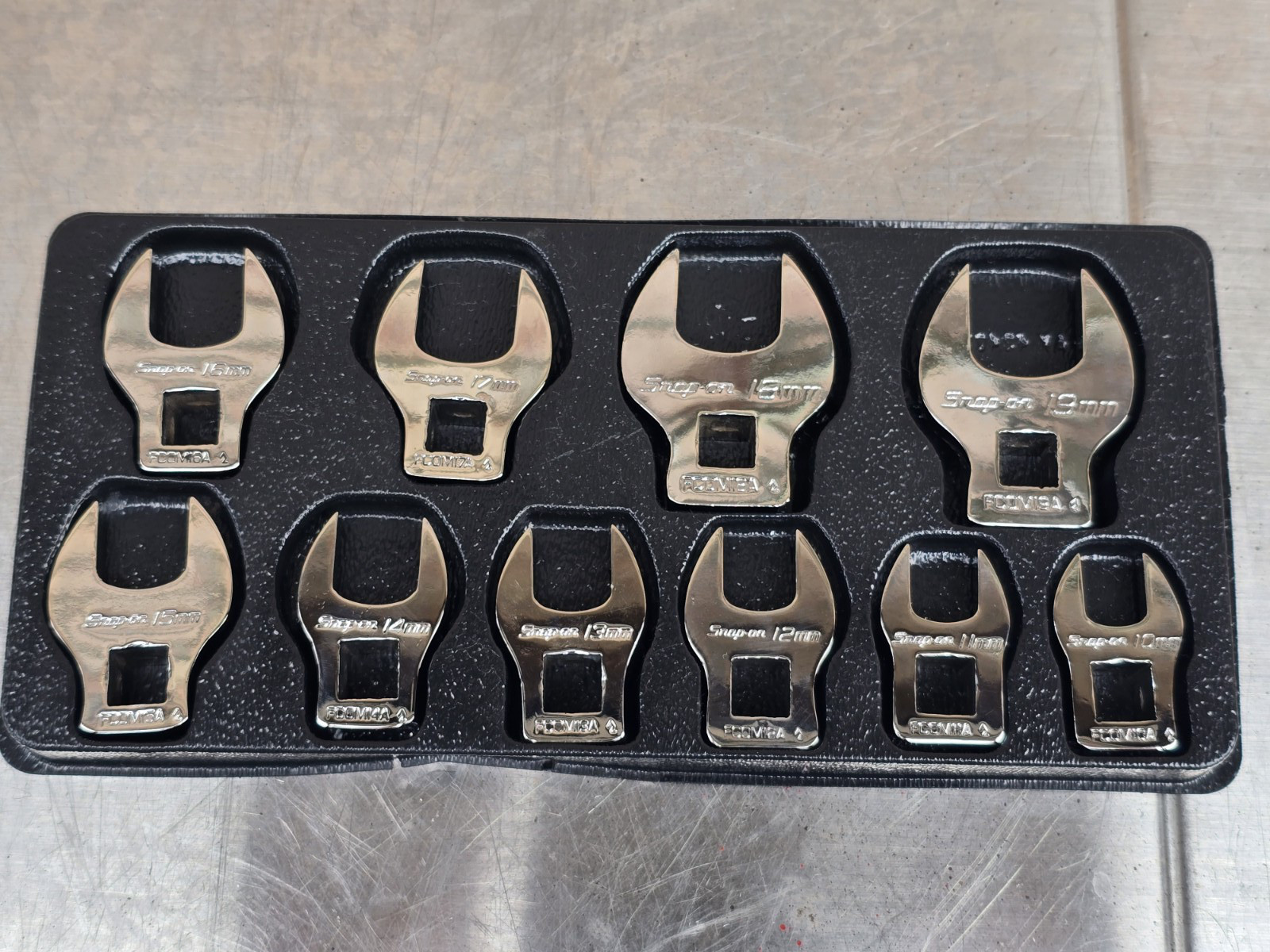 Snap-On Metric Crowfoot Wrench Set 10-Piece 3/8″ Drive (10 – 19mm) ~ 210FCOMA