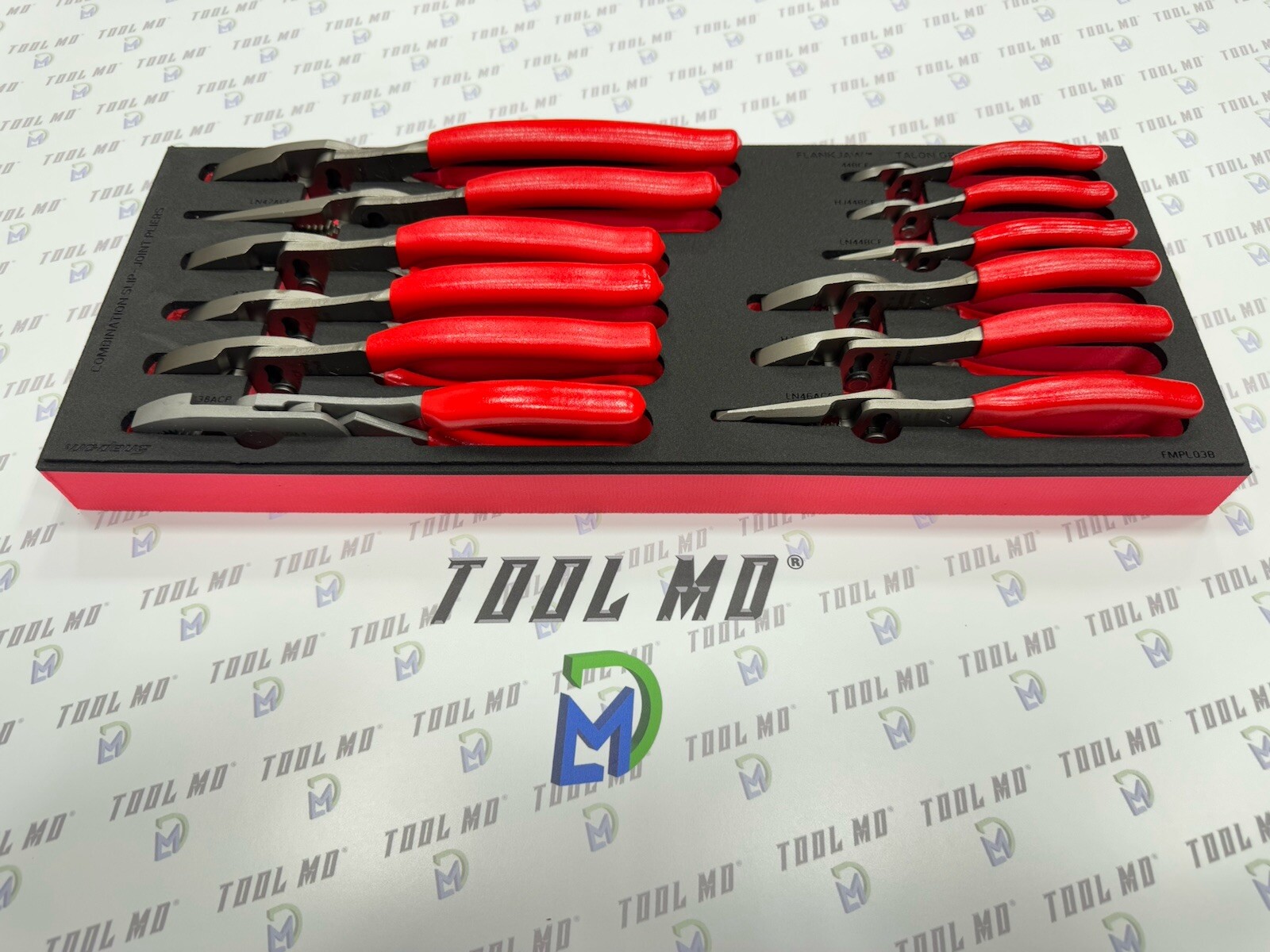 Snap-on Tools USA NEW RED 12pc Master Slip Joint Pliers Foam Set PLSJ1200FR