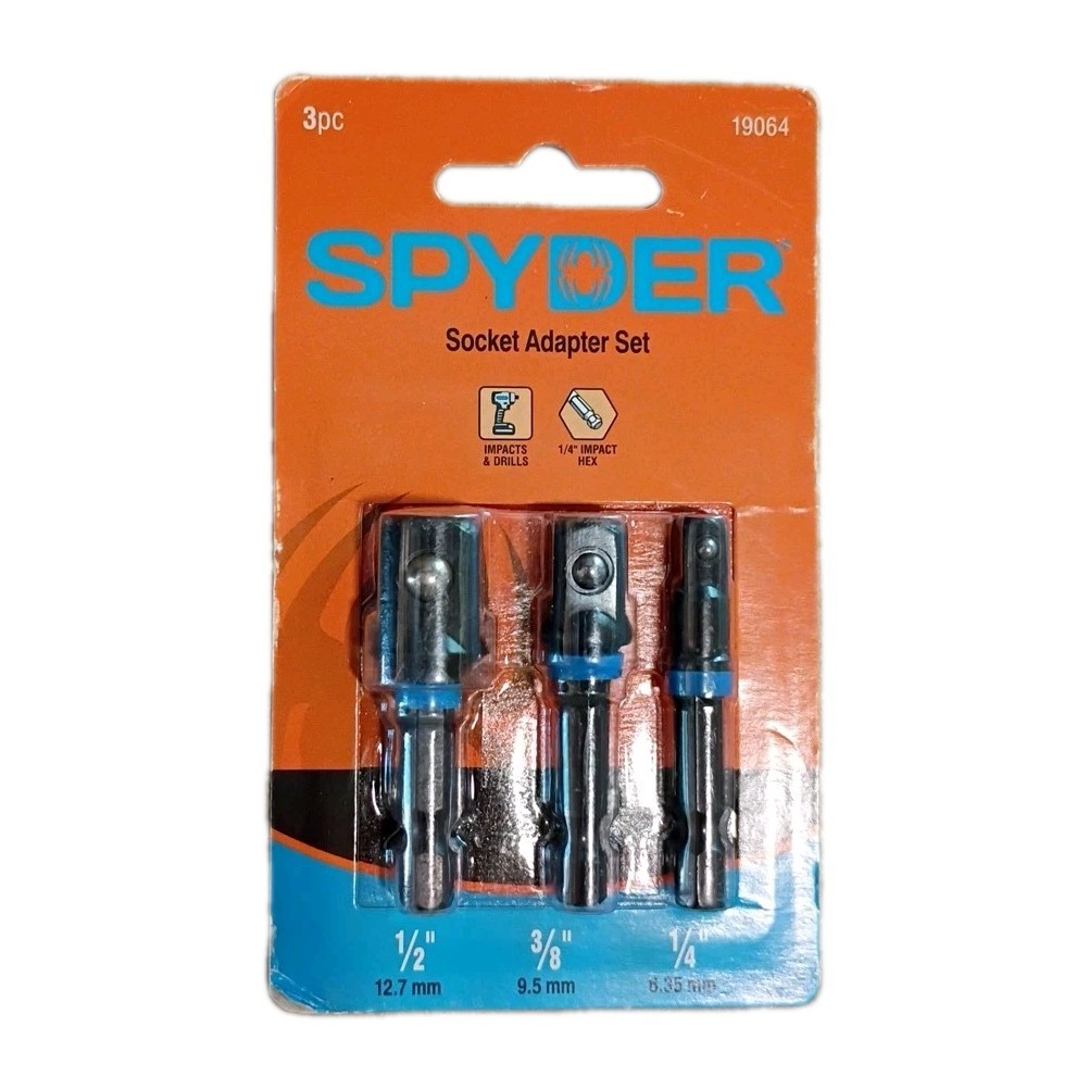 Spyder 19064 Hex 1/4″Drive Socket Adapter Set 3 Piece
