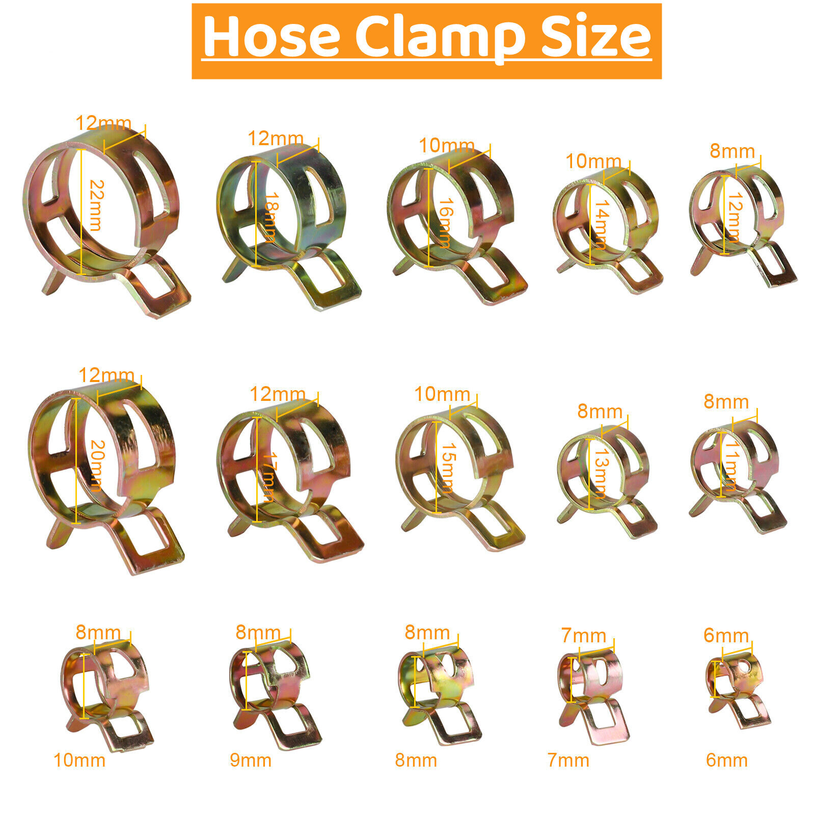 230/50PCS Spring Hose Clamps Fastener Kit Fuel Line Water Pipe Tube Clips+Pliers