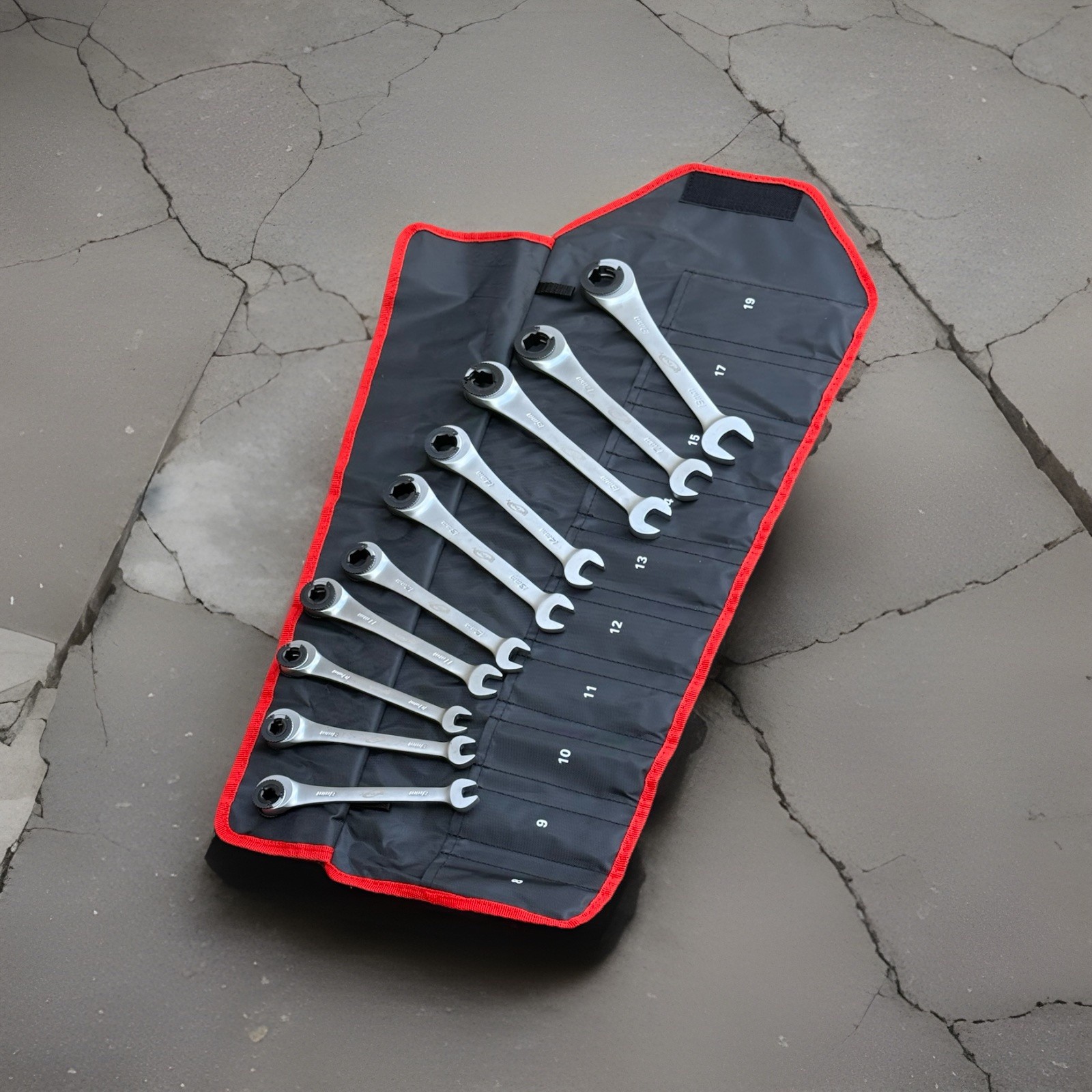 10PCS Metric Open-end Ratchet Wrench Set Flare Nut Tubing Comb Ratching Wrenches