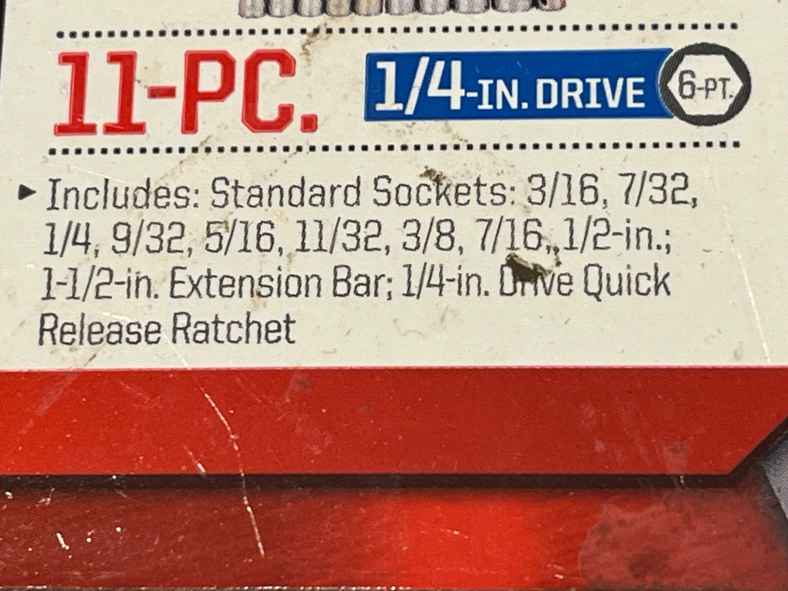 Craftsman 9-34860 SAE 11 Pc 1/4” Drive Socket & Ratchet Wrench Set