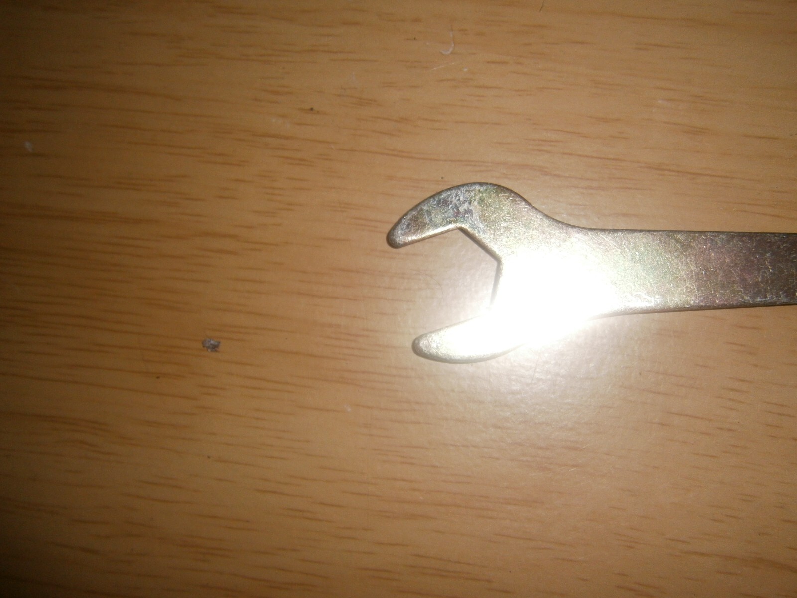 Vintage silver tone spanner. 17mm end.(E6d)
