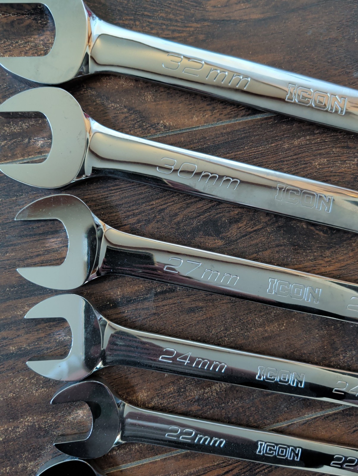 ICON 6 Pc Set METRIC REVERSIBLE RATCHETING COMBINATION WRENCHES 32mm-21mm