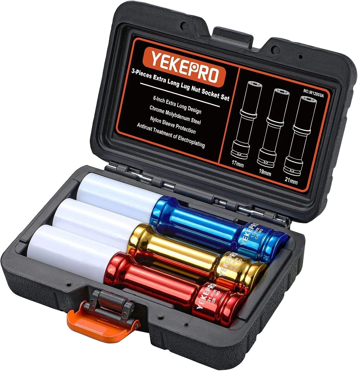 Durable Chrome Molybdenum 3-Piece Lug Nut Socket Set – Impact-Ready 17,19,21mm