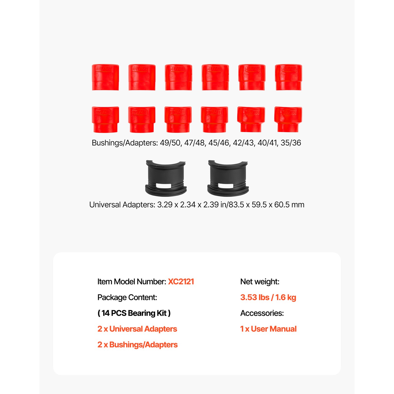 Uimoso Bearing Press Kit with 14-Piece Tool Set for Seal and Bushing Removal