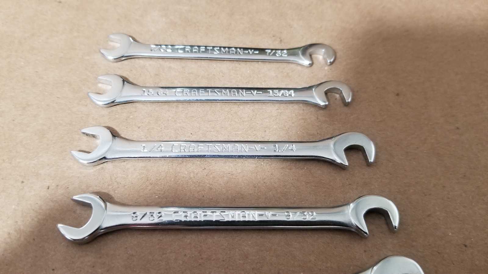 VTG Sears Craftsman 9_4306 Super-tuff Steel 8-Piece Open End Ignition Wrench Set