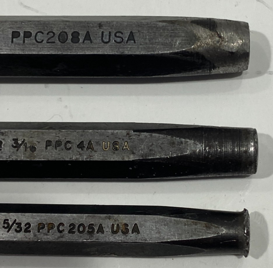 Vintage 3pc. Snap-on Tapered Punch PPC Set USA PPC4A, PPC205A, PPC208A Exc. COND