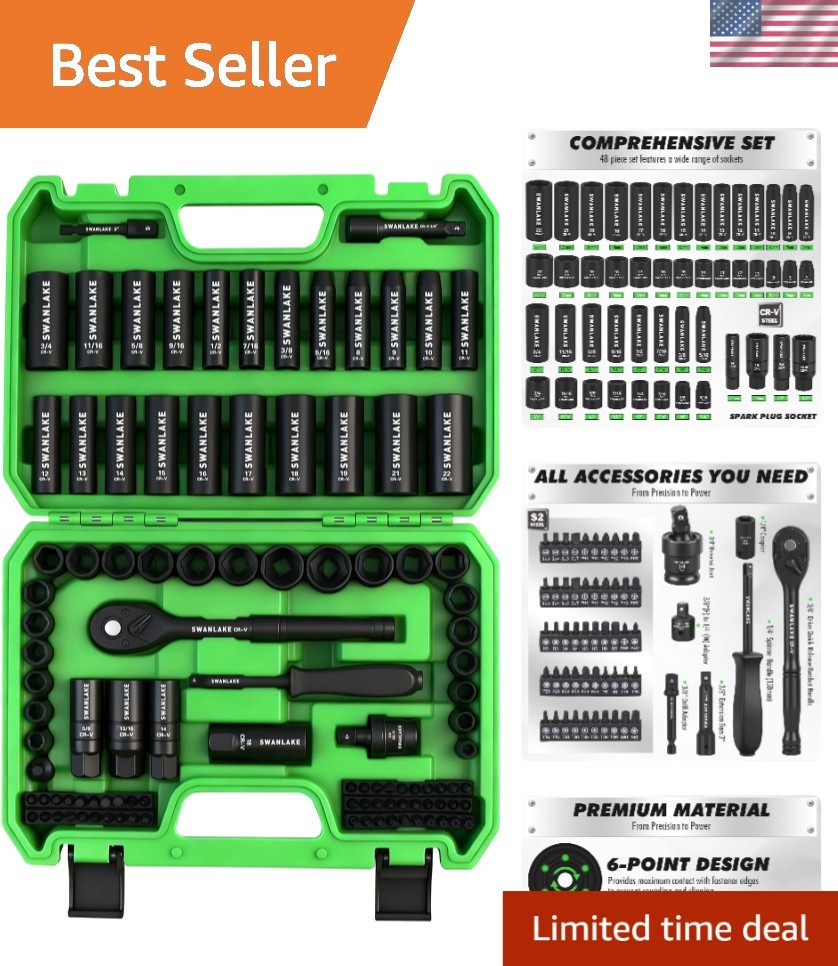 Comprehensive 105-Piece Mechanic Tool Set – Ratchet, Sockets & Screwdriver Bits