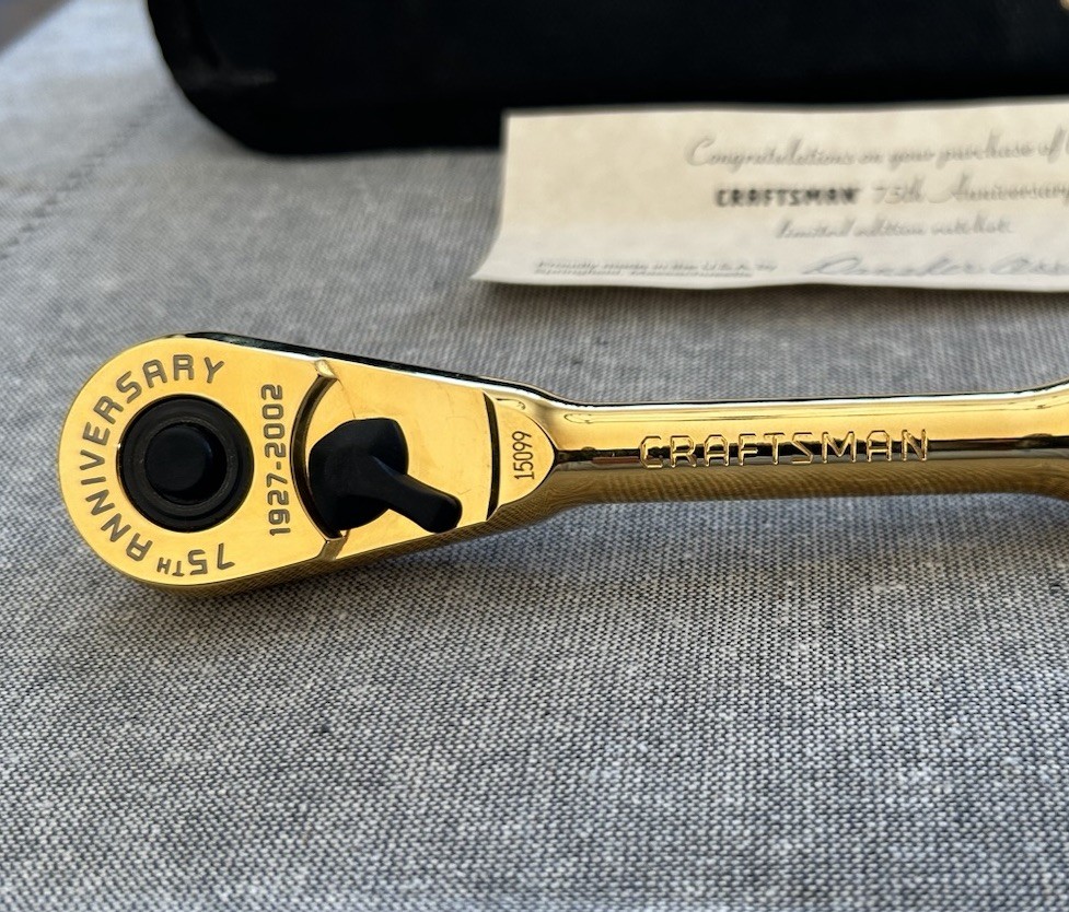 NOS 🔥 Sears Craftsman USA 75th Anniversary 22k Gold VR 44813 Ratchet/Pouch LC26