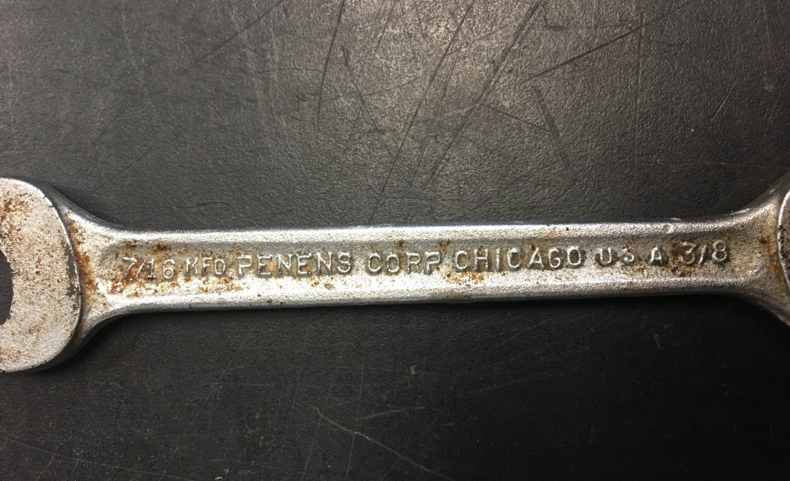 Penens Corp Chicago USA 7/16″ x 3/8″ Double Open End Wrench, USA, VINTAGE